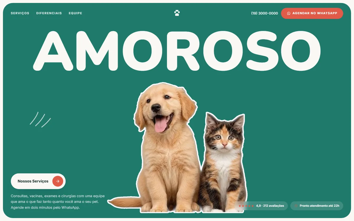 Clínica Veterinária Amoroso, versão para computador